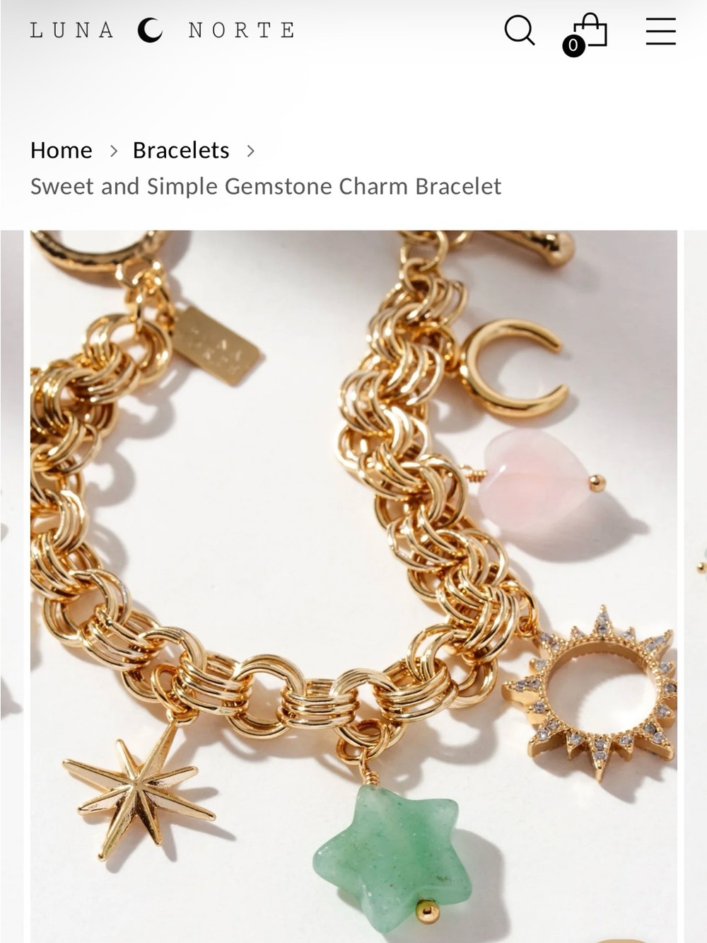 Luna Norte Charm Bracelet with Multi-Stone Charms - Women’s Jewelry Bracelet